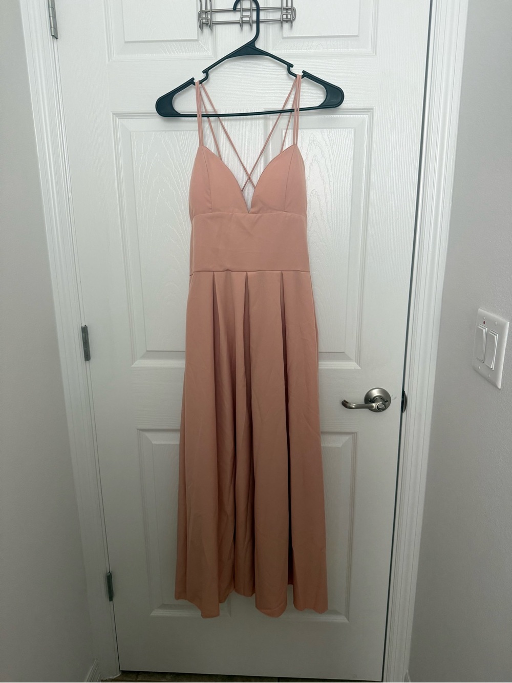 Women's Blush Pink Strappy Back Maxi Dress